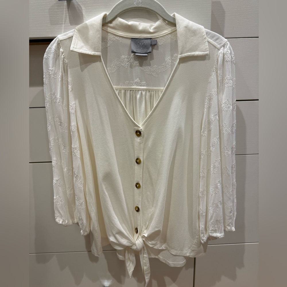 Anthropologie Ivory Lace Blouse